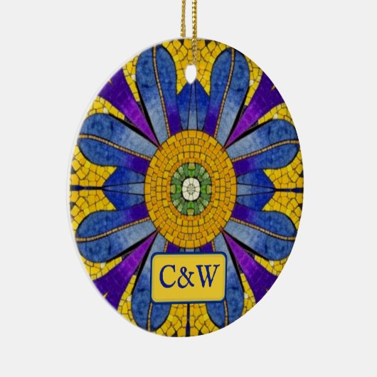 Mozaïek met Tegels in Romeinse stijl - jouw tekst Keramisch Ornament (Rechts)