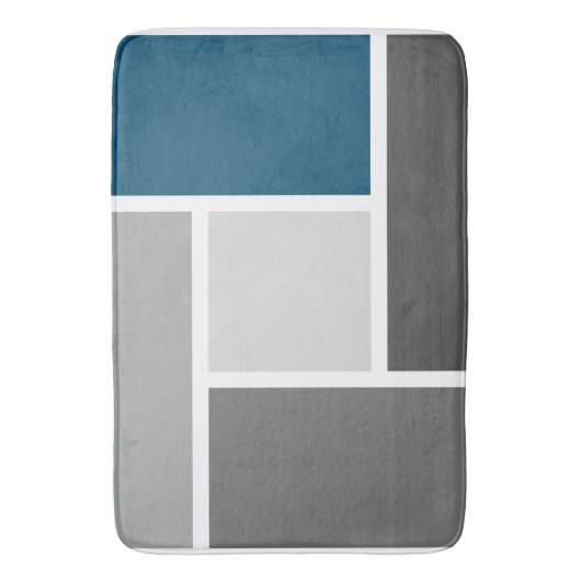 Mozaïek Modern Blauwgroen Wit en Grijs Badmat (Voorkant Verticaal)