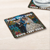 Mozaïek Muis Bruiloft Paar Glas in lood Effect. Kartonnen Onderzetters (Schuin)