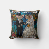 Mozaïek Muis Bruiloft Paar Glas in lood Effect. Kussen (Voorkant)