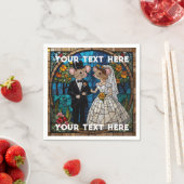 Mozaïek Muis Bruiloft Paar Glas in lood Effect. Servet (Insitu)