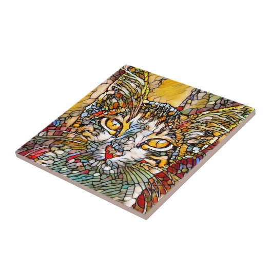 Mozaïek Multicolor Cat 697 Tegeltje (Zijkant)