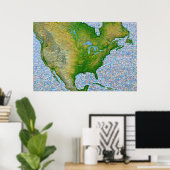 Mozaïek Noord-Amerika Poster (Thuiskantoor)