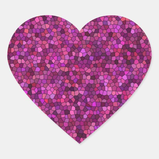 Mozaïek Paars Roze Hart Sticker (Voorkant)
