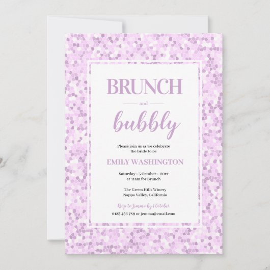 Mozaïek Paarse brunch & bubbeluitnodiging Kaart (Voorkant)