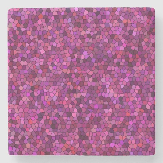 Mozaïek Paarse Roze Stenen Onderzetter (Voorkant)