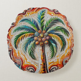 Mozaïek Palm Tree Design Rond Kussen