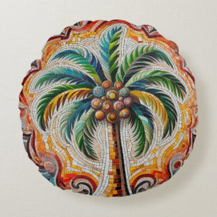 Mozaïek Palm Tree Design Rond Kussen
