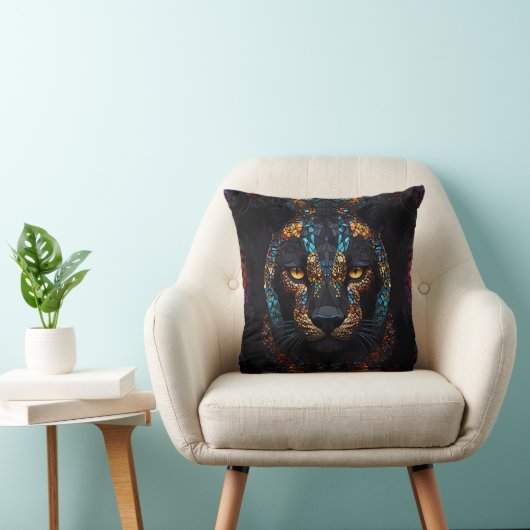 Mozaïek Panther Art Kussen (Stoel)