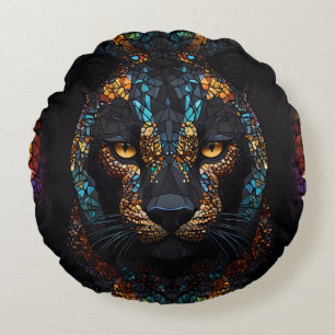 Mozaïek Panther Art Rond Kussen