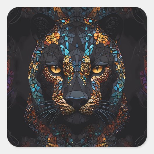 Mozaïek Panther Art Vierkante Sticker (Voorkant)