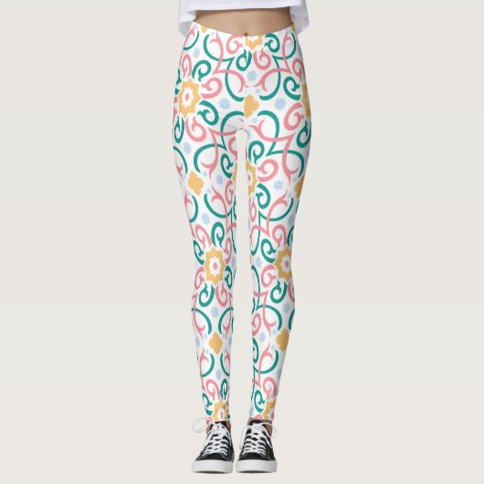 Mozaïek/pastel/veer Leggings (Voorkant)