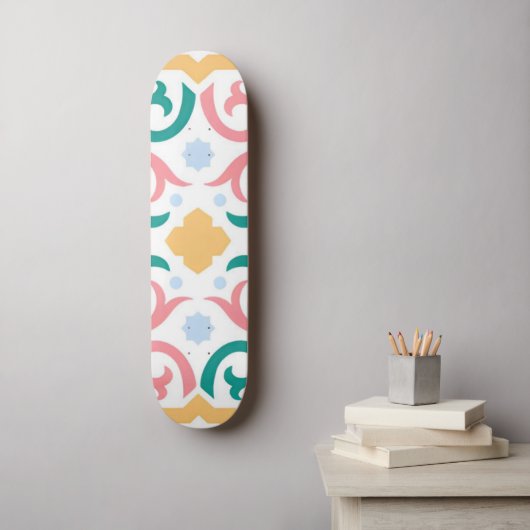 Mozaïek/pastel/veer Persoonlijk Skateboard (Muurkunst)