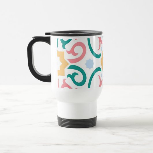 Mozaïek/pastel/veer Reisbeker (Links)