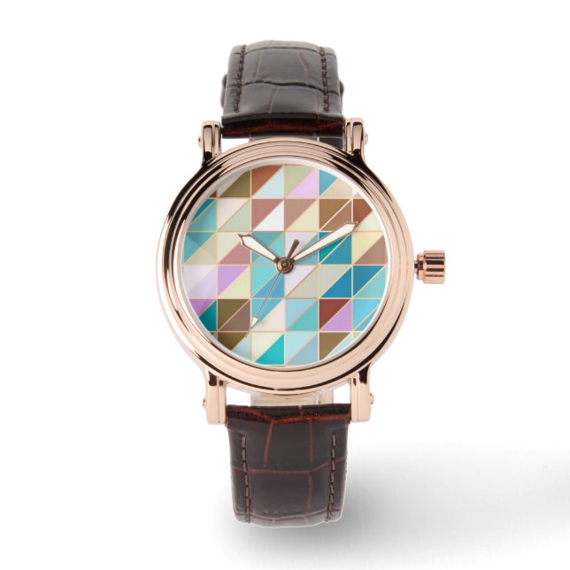 Mozaïek - Pastels en aardtonen Horloge (Voorkant)
