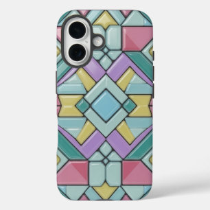 mozaïek pasteltinten iPhone 16 hoesje