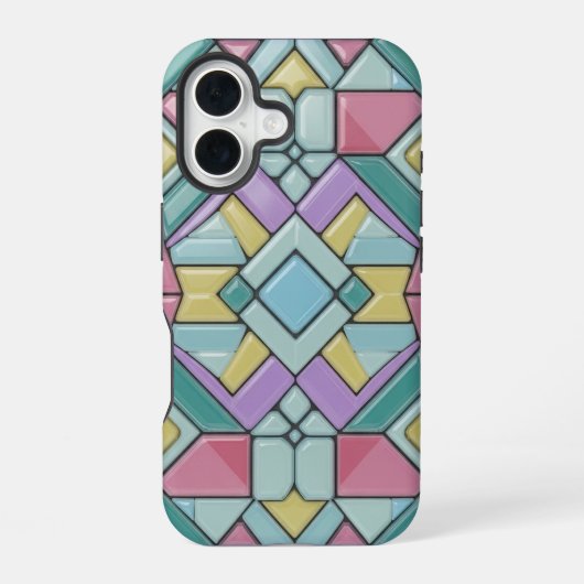 mozaïek pasteltinten iPhone 16 hoesje (Achterkant)