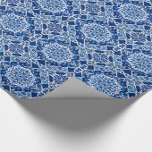 Mozaïek Patroon in Indigo en Kobalt Blauw Cadeaupapier (Hoek)