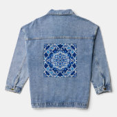 Mozaïek Patroon in Indigo en Kobalt Blauw Denim Jacket (Achterkant)