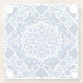 Mozaïek Patroon in Indigo en Kobalt Blauw Glazen Onderzetter (Achterkant)