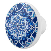 Mozaïek Patroon in Indigo en Kobalt Blauw Keramische Knop (Rechts)