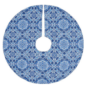 Mozaïek Patroon in Indigo en Kobalt Blauw Kerstboom Rok