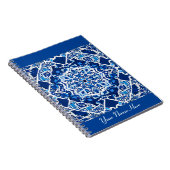 Mozaïek Patroon in Indigo en Kobalt Blauw Notitieboek (Rechterzijde)