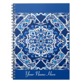 Mozaïek Patroon in Indigo en Kobalt Blauw Notitieboek (Voorkant)