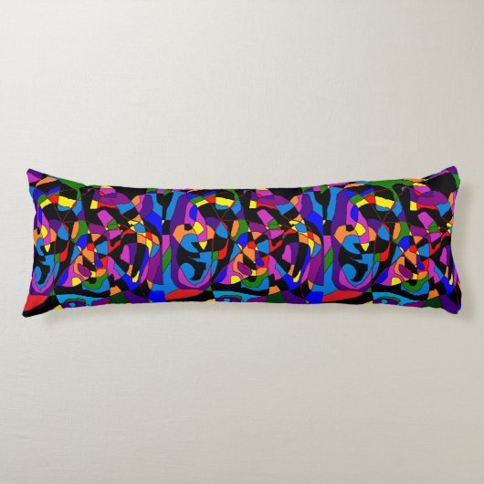 Mozaïek patterend in paarse blauw rood zwart lichaamskussen (Voorkant)