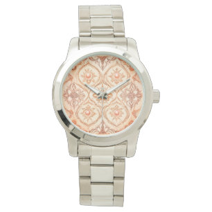 Mozaïek Perzik met Parel Design Kunst, Vrouwen Horloge