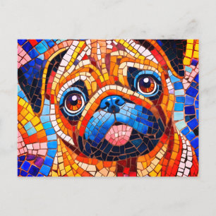 Mozaïek Pug Briefkaart
