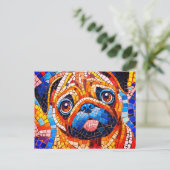 Mozaïek Pug Briefkaart (Staand voorkant)
