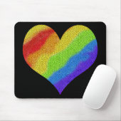 Mozaïek Rainbow Heart op zwarte achtergrond Muismat (Met muis)