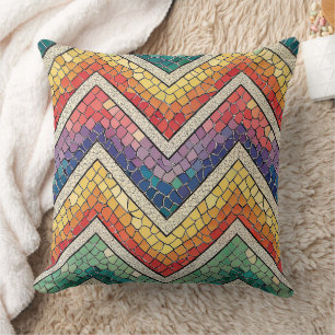 Mozaïek regenboog chevron - Kleurrijke geometrisch Kussen