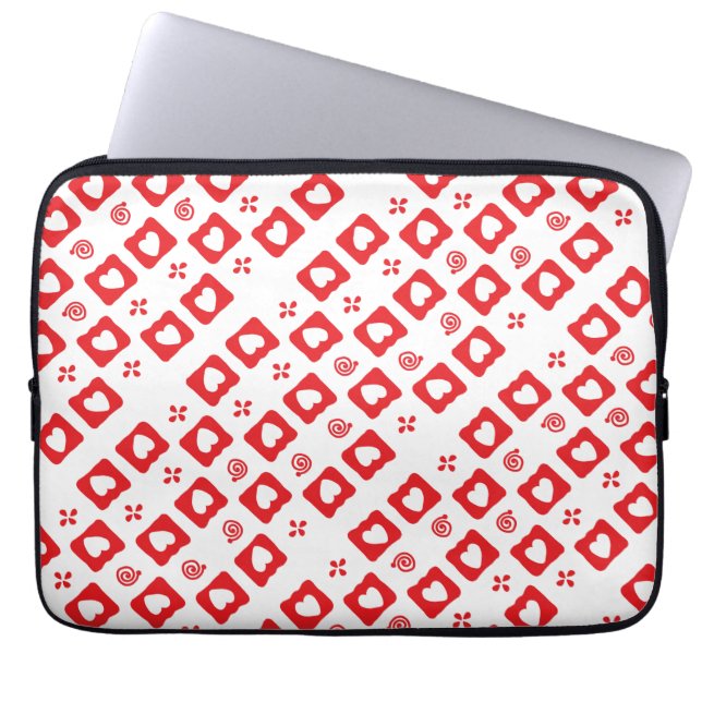 Mozaïek rode harten tegels laptop sleeve (Voorkant)
