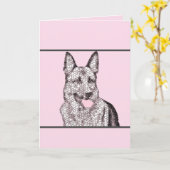 Mozaïek Roze/Grijs Duits Herder Wenskaart Kaart (Gele Bloem)