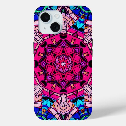 Mozaïek Roze Mandala Bloemen Psychedelische Retro Case-Mate iPhone Case (Achterkant)