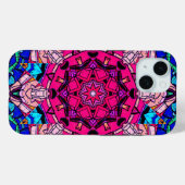 Mozaïek Roze Mandala Bloemen Psychedelische Retro Case-Mate iPhone Case (Achterkant (horizontaal))