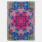 Mozaïek Roze Mandala Bloemen Psychedelische Retro Deken (Voorkant Verticaal)