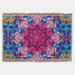 Mozaïek Roze Mandala Bloemen Psychedelische Retro Deken