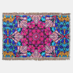 Mozaïek Roze Mandala Bloemen Psychedelische Retro Deken