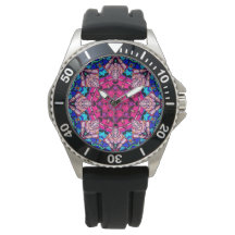 Mozaïek Roze Mandala Bloemen Psychedelische Retro