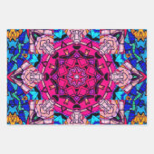 Mozaïek Roze Mandala Bloemen Psychedelische Retro Inpakpapier Vel (Voorkant 2)