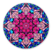 Mozaïek Roze Mandala Bloemen Psychedelische Retro Keramische Knop (Voorkant)