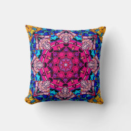Mozaïek Roze Mandala Bloemen Psychedelische Retro Kussen