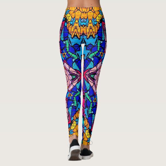Mozaïek Roze Mandala Bloemen Psychedelische Retro Leggings (Achterkant)