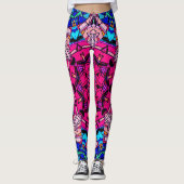 Mozaïek Roze Mandala Bloemen Psychedelische Retro Leggings (Voorkant)