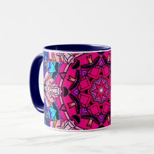 Mozaïek Roze Mandala Bloemen Psychedelische Retro Mok
