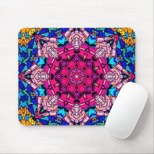 Mozaïek Roze Mandala Bloemen Psychedelische Retro Muismat