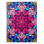 Mozaïek Roze Mandala Bloemen Psychedelische Retro Notitieboek (Voorkant)